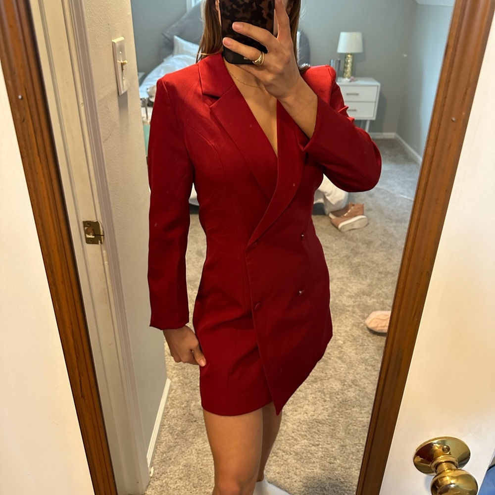 Deep red, never worn, blazer dress